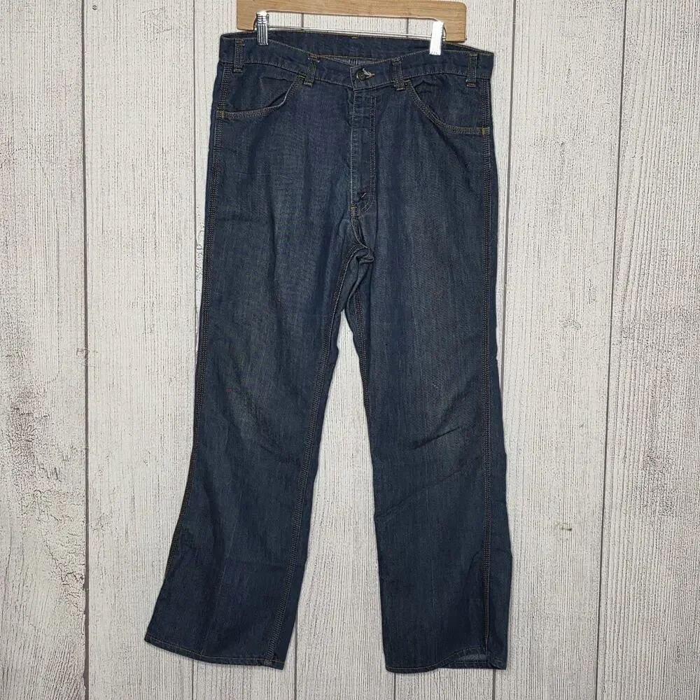 Vintage Levi’s For Men Orange Tab Jeans 34x29 Dark Wash Straight Leg Distressed